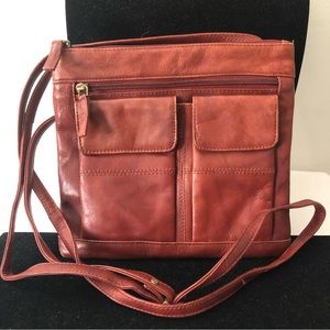 VISCONTI Genuine Leather Organizer Crossbody Shoulder Bag Purse